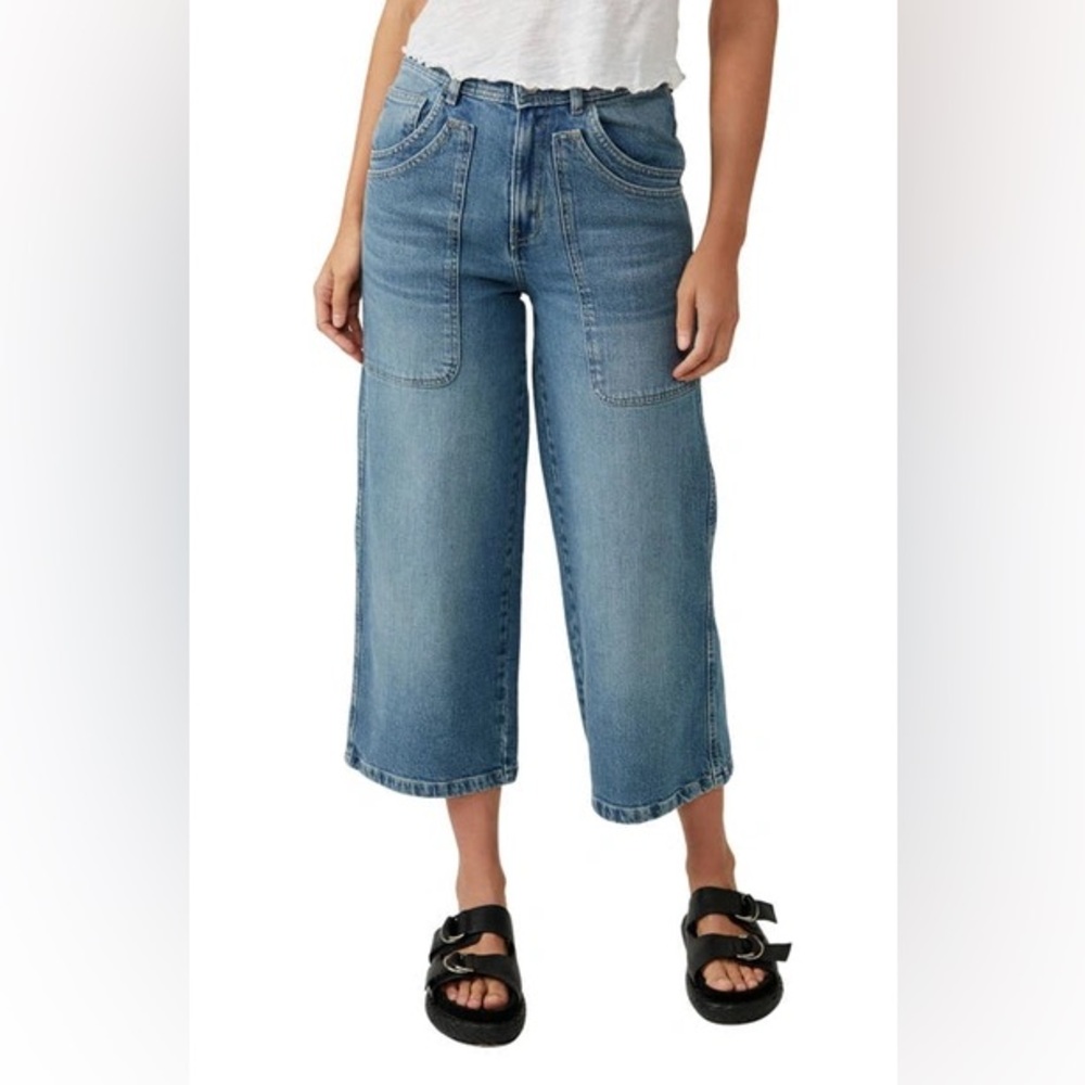 We The Free Piper Mid Rise Crop Wide Leg Jeans